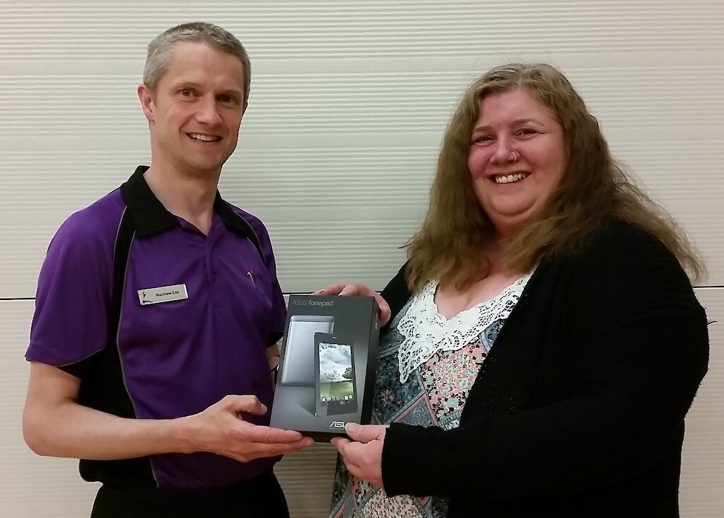 The third prize winner was Chirstina Walker from Unst and was presented by Unst Leisure Centre Manager Matthew Cox.